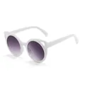 Cute children's fashion sunglasses with white cat-ear frames and purple gradient lenses - White Frame Gradient Grey