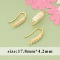 18K gold plated earring hooks with sparkling cubic zirconia for DIY handmade jewelry making - MH7904A Style (MH7904A)