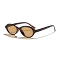 Stylish retro oval tortoiseshell frame sunglasses for women with brown tinted PC lenses - Tortoise Frame Tea Lens