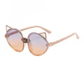 Niedliche Kinder-Sonnenbrille in Fuchsform mit Glitzergestell und Verlaufslinsen - Transparentes Tee