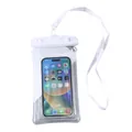 Universal floating waterproof phone pouch with neck lanyard for outdoor swimming in white - White