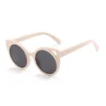 Stylish cream-colored children's cat-ear sunglasses featuring full UV protection - Beige/Grey Lens