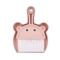 Pink bear-shaped mini desktop brush and dustpan set for computer keyboard cleaning - Teddy Bear / Pink