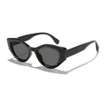 Vintage black irregular cat-eye polygon sunglasses with UV protection for men and women - Black Frame Grey Lens