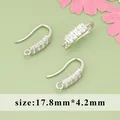 Silver-plated DIY earring hook accessories with clear cubic zirconia stones, 17.8x4.2mm - MH7904B Style (MH7904B)