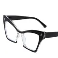 Stylish two-tone black and clear cat-eye anti-blue light glasses frame for women - Transparent White and Black