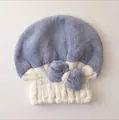 Soft blue and white microfiber hair drying cap featuring a cute decorative bow - Blue + White