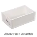 Japanese style white plastic drawer box for office stationery and makeup organization - Storage Box and Rack Set / White