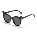 Stylish black devil horn sunglasses for children, perfect for fashion party outfits. - Black Frame Grey Lens