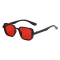 Lunettes de soleil carrées punk pour enfants avec verres rouges et monture noire. - Monture Noire Verre Rouge