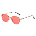 Vintage rimless sunglasses for women with red ocean lenses and gold metal temples - Gold Frame Red Lenses