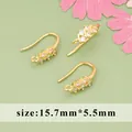 18K gold plated zigzag earring hooks with sparkling crystals DIY jewelry accessory 15.7x5.5mm - MH7905A Style (MH7905A)