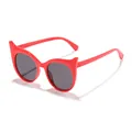 Stylish red children's devil-ear sunglasses, trendy fashion eyewear for parties and summer - Red Frame Grey Lens