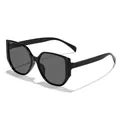 Unisex minimalist oversized square frame fashion sunglasses in classic black finish style - Black Frame Grey Lens