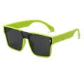 Occhiali da sole retrò per bambini con montatura quadrata verde neon e lenti scure - Montatura Verde Lente Grigia