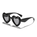 Modern retro heart-shaped sunglasses for children in stylish black finish with UV protection - Black Frame Grey Lens