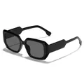 Classic bold black square-frame sunglasses with thick temples for men and women - Black Frame Grey Lens