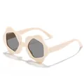 Children's stylish flower-shaped sunglasses in cream beige for outdoor sun protection - Creamy White Gray Lens