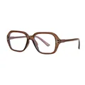Retro braune transparente polygonale übergroße Blaulichtfilter Brille für Damen. - Klarsicht Tee Rahmen Anti-Blaulicht