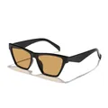 Lunettes de soleil œil de chat pour femmes monture noire verres ambrés style élégant - Monture Noire Verres Thé