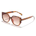 Classic leopard print square frame sunglasses with brown gradient lenses for UV protection - Tortoise Shell Frame