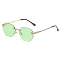 Stylische randlose achteckige Sonnenbrille mit mintgrünen Gläsern und Goldmetallbügeln - Goldrahmen Grün