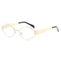 Lunettes de mode à monture métallique polygonale irrégulière dorée avec branches - Monture Or Anti-lumière Bleue