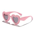 Trendy pink heart-shaped retro sunglasses for kids providing full UV protection - Pink Frame Grey Lens