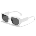 Fashionable square sunglasses with chunky white frame and dark lenses for unisex wear - White Frame Gray Lens