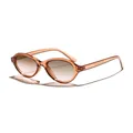 Vintage oval amber sunglasses for women with brown gradient lenses premium SKU view - Transparent Tea Dual Tea Lens