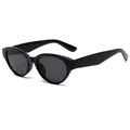 Vintage zwarte cat-eye zonnebril met UV-bescherming in een glanzende hoogwaardige afwerking - Zwart Frame Grijze Lenzen
