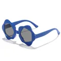 Vibrant blue flower-shaped sunglasses for kids with grey lenses for sun protection - Blue Frame Grey Lens