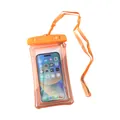 Orange universal waterproof phone pouch with air cushion for underwater photography - Orange