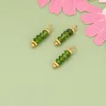 Tres colgantes de cuentas de piedra natural verde facetada con espaciadores dorados para joyas - Colgante de Piedra Facetada Verde Oscuro (MI2406S) / 1 Pieza