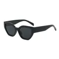 Eleganti occhiali da sole cat-eye neri con design irregolare della montura alla moda - Nero Lucido/Lenti Grigie