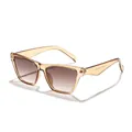 Lunettes de soleil œil de chat pour femmes avec monture ambre et verres dégradés. - Monture Champagne Verre Double Thé