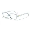 Modern clear square anti-blue light glasses frame with elegant gold temple accents - Transparent Grey Frame Anti-Blue Light