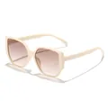 Stylish oversized square sunglasses featuring beige frames and brown gradient lenses. - Off-white Frame Gradient Tea Lens