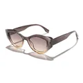 Retro cat-eye sunglasses featuring gradient grey and tea polygon frames for men and women - Grey and Tea Gradient Lens