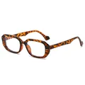 Classic vintage rectangular tortoiseshell patterned glasses frame for men and women stylish - Anti blue light / Tortoise Shell