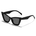 Photographie professionnelle de lunettes de soleil papillon noires avec monture oversize femme - Style Œil de Chat Oversize (98097) / Monture Noire Verres Gris