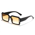 Retro Übergroße quadratische Sonnenbrille mit modischen gelben Verlaufsgläsern Mode - Schwarzer Rahmen Gelbe Linse (97165)