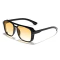 Steampunk style sunglasses featuring a black frame and orange gradient lenses for outdoor fashion - Black Frame Double Yellow Lens