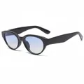 Stijlvolle vintage zwarte cat-eye zonnebril met blauwe gradiëntglazen en UV-bescherming - Zwart Frame Blauwe Gradiënt Lenzen