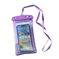 Universal purple waterproof phone pouch with neck strap for outdoor swimming and diving - Purple