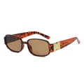 Vintage rectangular sunglasses with leopard print frames and amber tinted lenses. - Tortoise Frame Tea Lens