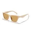 Lunettes de soleil cat-eye crème élégantes avec verres teintés marron pour femmes - Monture Beige Verres Thé Clair