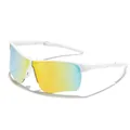 Foldable kids sports sunglasses with white frame and mirrored gradient lenses for cycling - Foldable Semi-Rimless (C4) / White Frame Gold Mirror