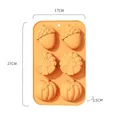 6-cavity orange silicone mold with pumpkin turkey acorn shapes for Halloween baking. - 6-Cavity Mixed (Pumpkin Acorn Turkey)