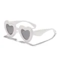 Retro heart-shaped kids sunglasses in classic white with dark UV protection lenses - White Frame Gray Lens